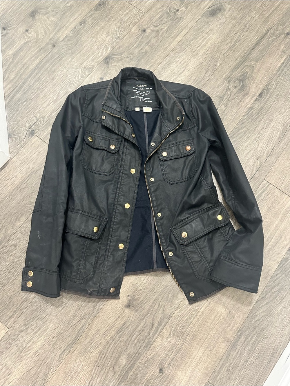 J. Crew Black relaxed boyfriend Military Field Jacket with Brass Hardware